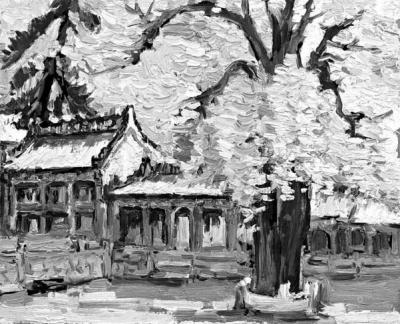 潭柘寺（纸板油画：17×21cm）