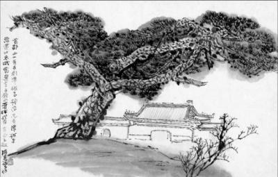 　　首都潭柘寺（镜心；设色纸本；尺寸：42×66厘米）