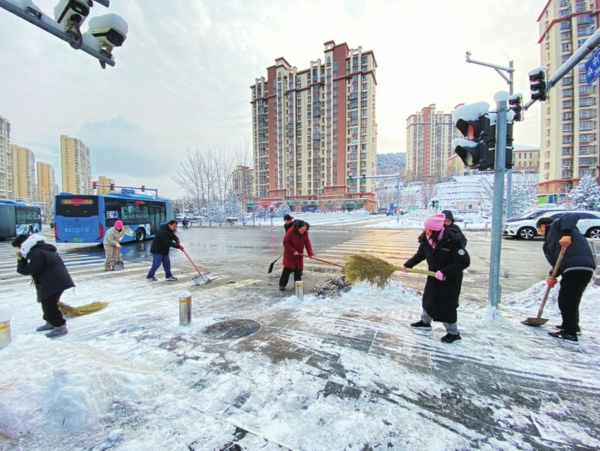 区人社局组织党员干部扫雪铲冰