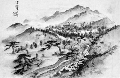 　　潭柘寺（镜心；设色纸本；32×49cm）